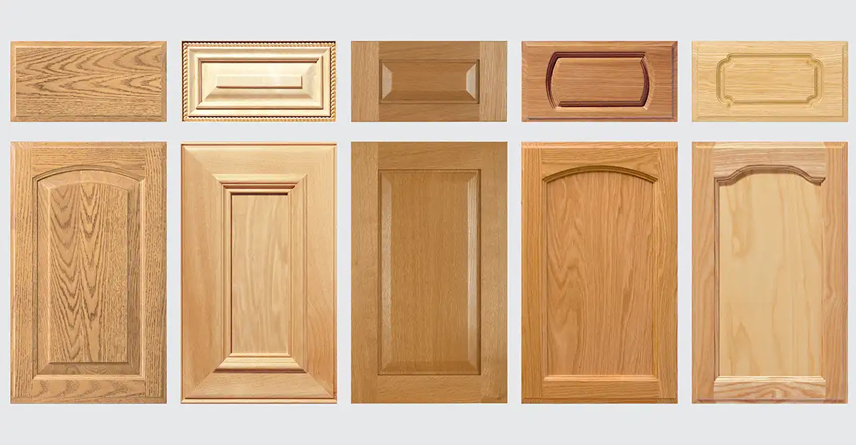Original wood cabinet doors before replacement